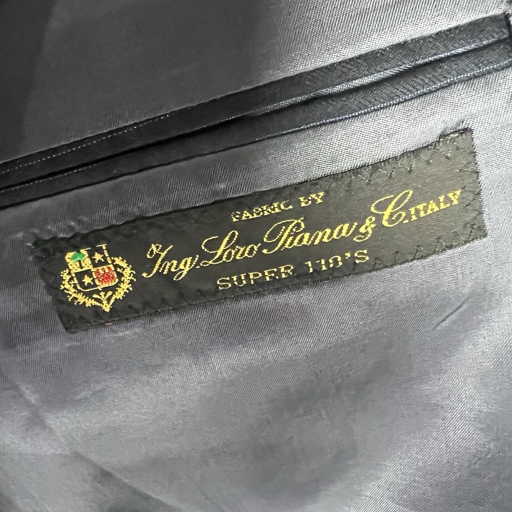 Tallia Sartoria Loro Piana Men 44L Wool Black Pinstripe Blazer Sport Coat Jacket - Picture 3 of 8